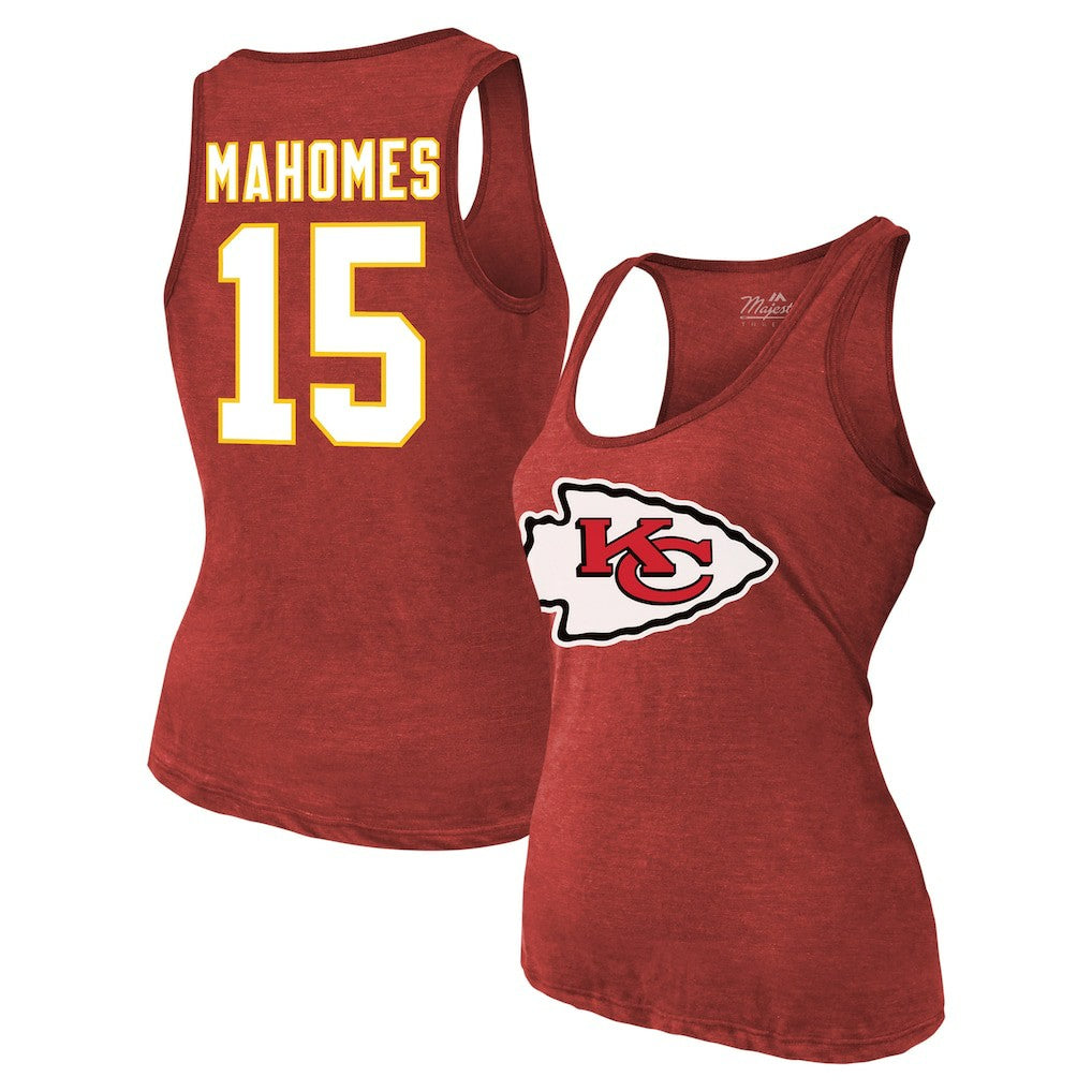 Patrick Mahomes Kansas City Chiefs Majestic Threads Women's Name & Number Tri-Blend Tank Top Red - NFL