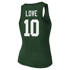 Jordan Love Green Bay Packers Majestic Threads Women's Name & Number Tri-Blend Tank Top Green - NFL