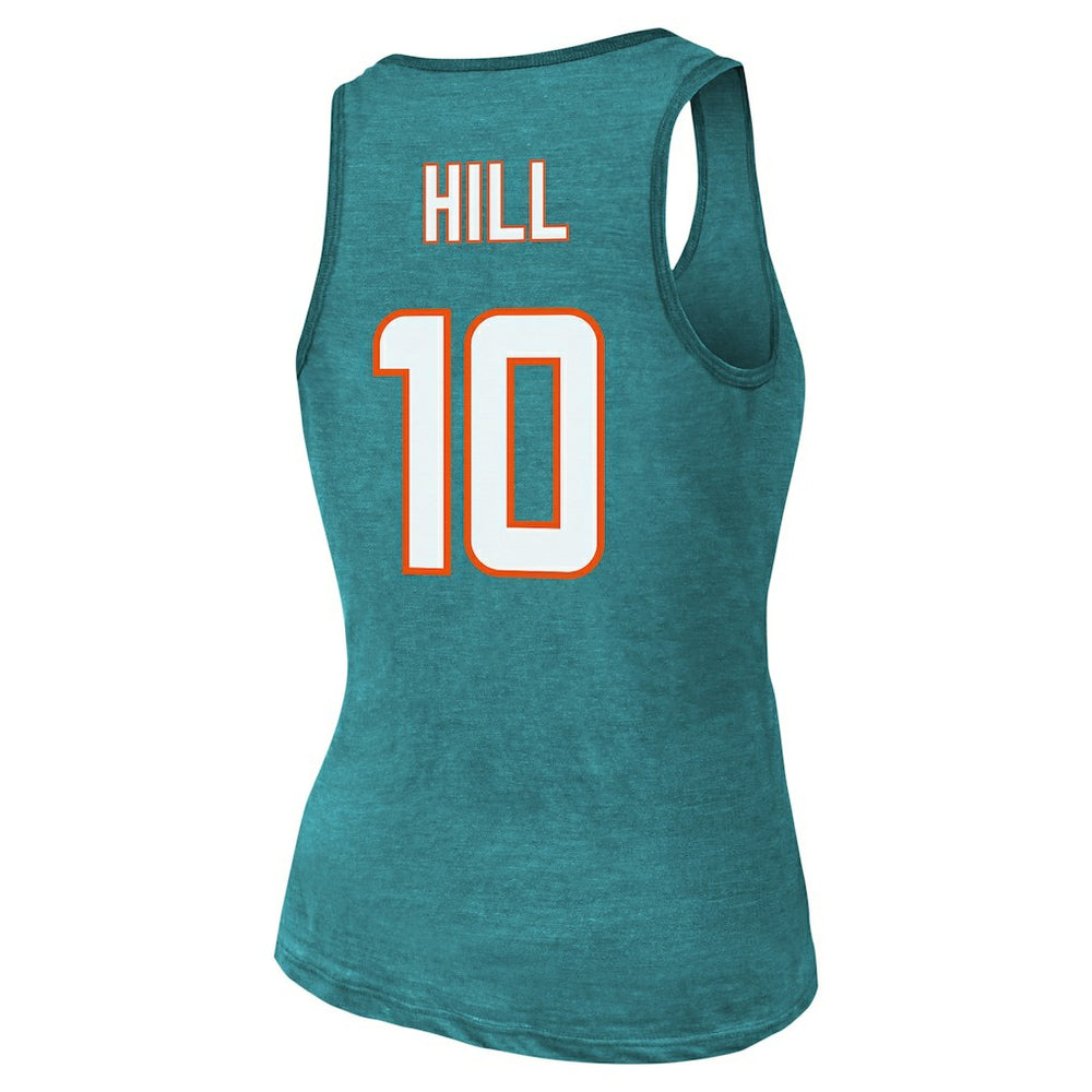 Tyreek Hill Miami Dolphins Majestic Threads Women's Name & Number Tri-Blend Tank Top Aqua - NFL
