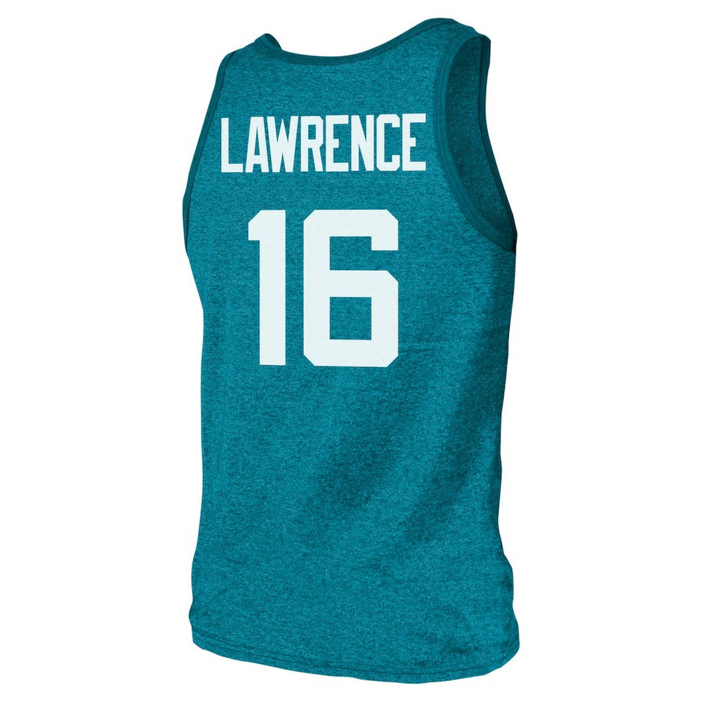 Trevor Lawrence Jacksonville Jaguars Majestic Threads Tri-Blend Player Name & Number Tank Top Teal - NFL