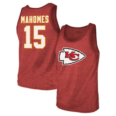Patrick Mahomes Kansas City Chiefs Majestic Threads Tri-Blend Player Name & Number Tank Top Red - NFL