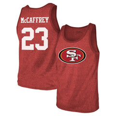 Christian McCaffrey San Francisco 49ers Majestic Threads Tri-Blend Player Name & Number Tank Top Scarlet - NFL