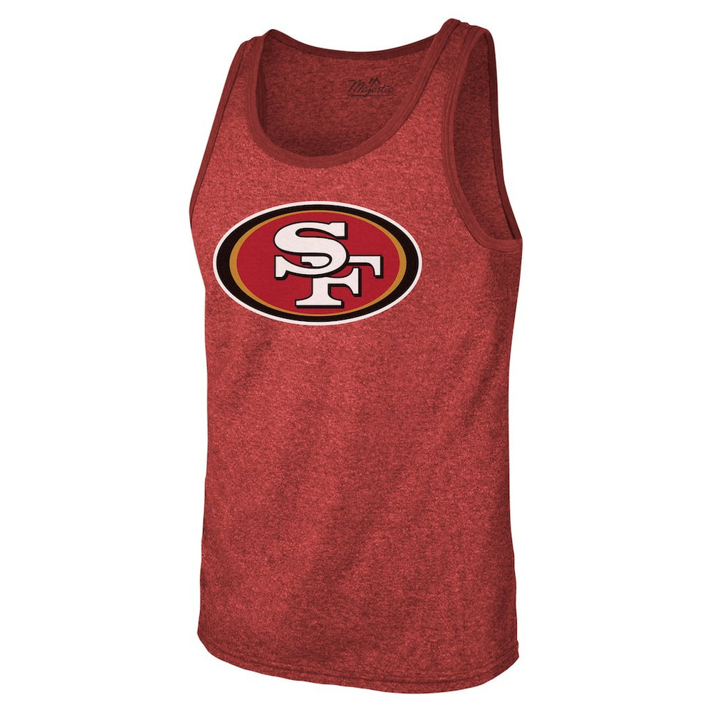 Christian McCaffrey San Francisco 49ers Majestic Threads Tri-Blend Player Name & Number Tank Top Scarlet - NFL