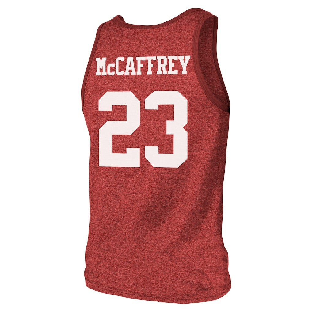 Christian McCaffrey San Francisco 49ers Majestic Threads Tri-Blend Player Name & Number Tank Top Scarlet - NFL