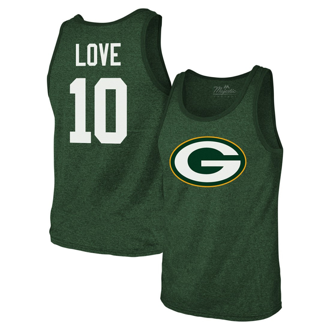 Jordan Love Green Bay Packers Majestic Threads Tri-Blend Player Name & Number Tank Top Green - NFL