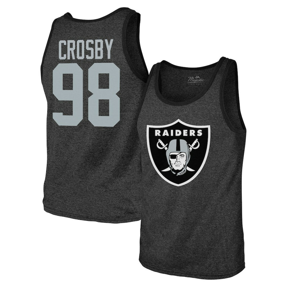Maxx Crosby Las Vegas Raiders Majestic Threads Tri-Blend Player Name & Number Tank Top Black - NFL