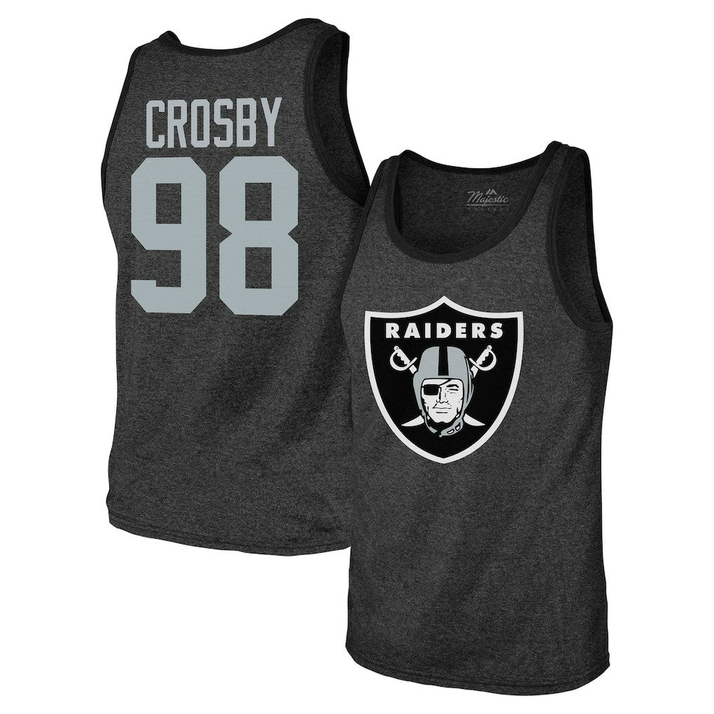 Maxx Crosby Las Vegas Raiders Majestic Threads Tri-Blend Player Name & Number Tank Top Black - NFL