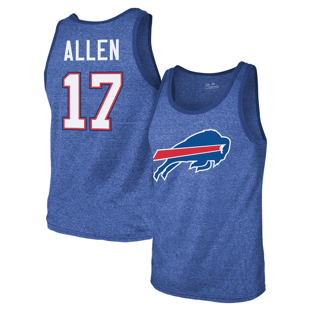 Josh Allen Buffalo Bills Majestic Threads Tri-Blend Player Name & Number Tank Top Royal - NFL