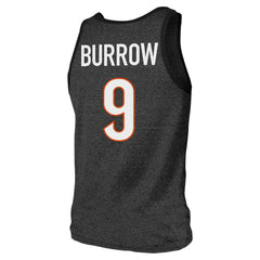 Joe Burrow Cincinnati Bengals Majestic Threads Tri-Blend Player Name & Number Tank Top Black - NFL