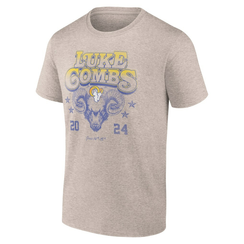 Luke Combs x Los Angeles Rams Growin' Up and Gettin' Old Tour T-Shirt Tan - Fanatics