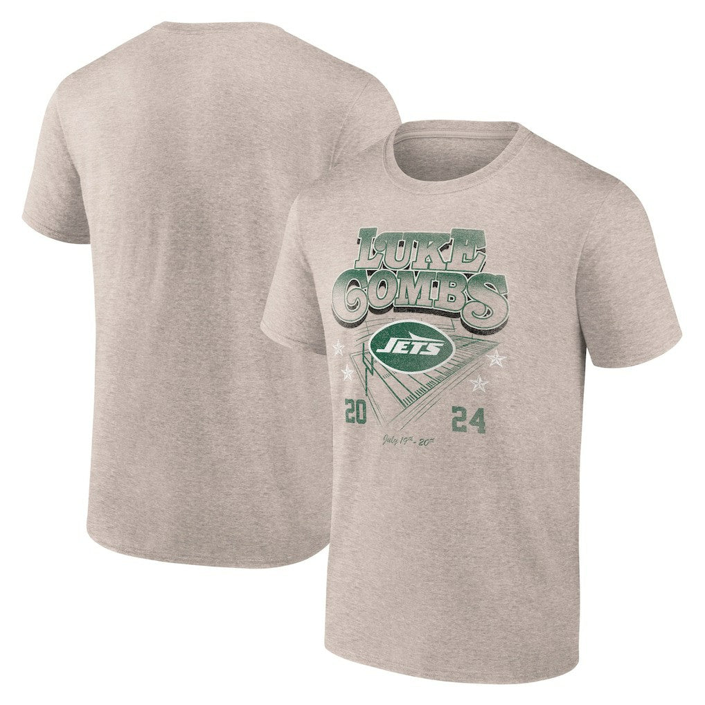 Luke Combs x New York Jets Growin' Up and Gettin' Old Tour T-Shirt Tan - Fanatics
