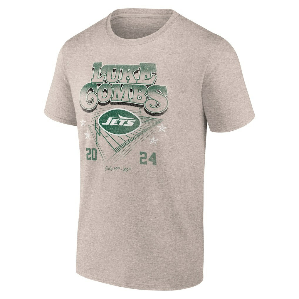 Luke Combs x New York Jets Growin' Up and Gettin' Old Tour T-Shirt Tan - Fanatics
