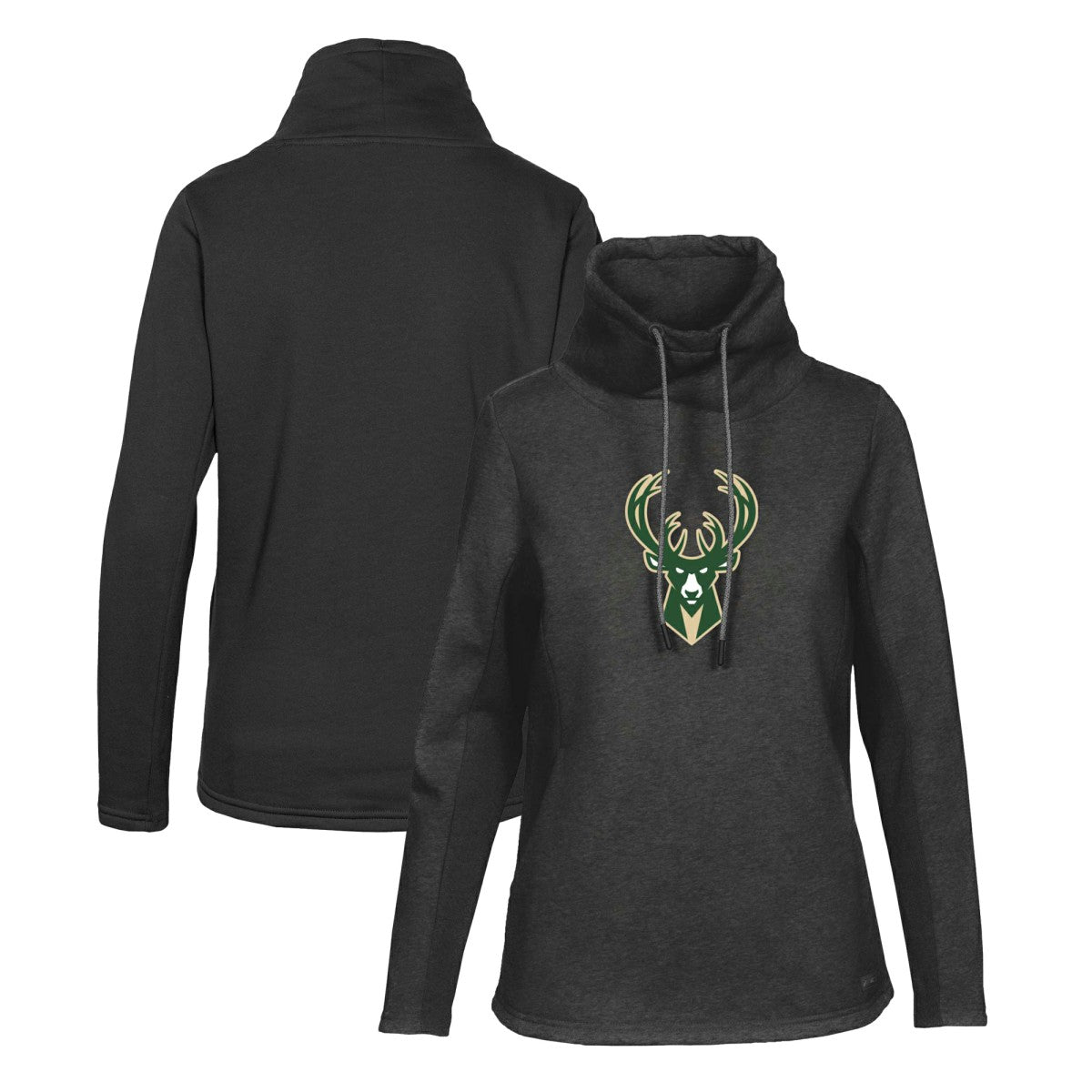 NBA - Milwaukee Bucks Levelwear Women's Loop Core Funnel Neck Pullover Sweatshirt - Black