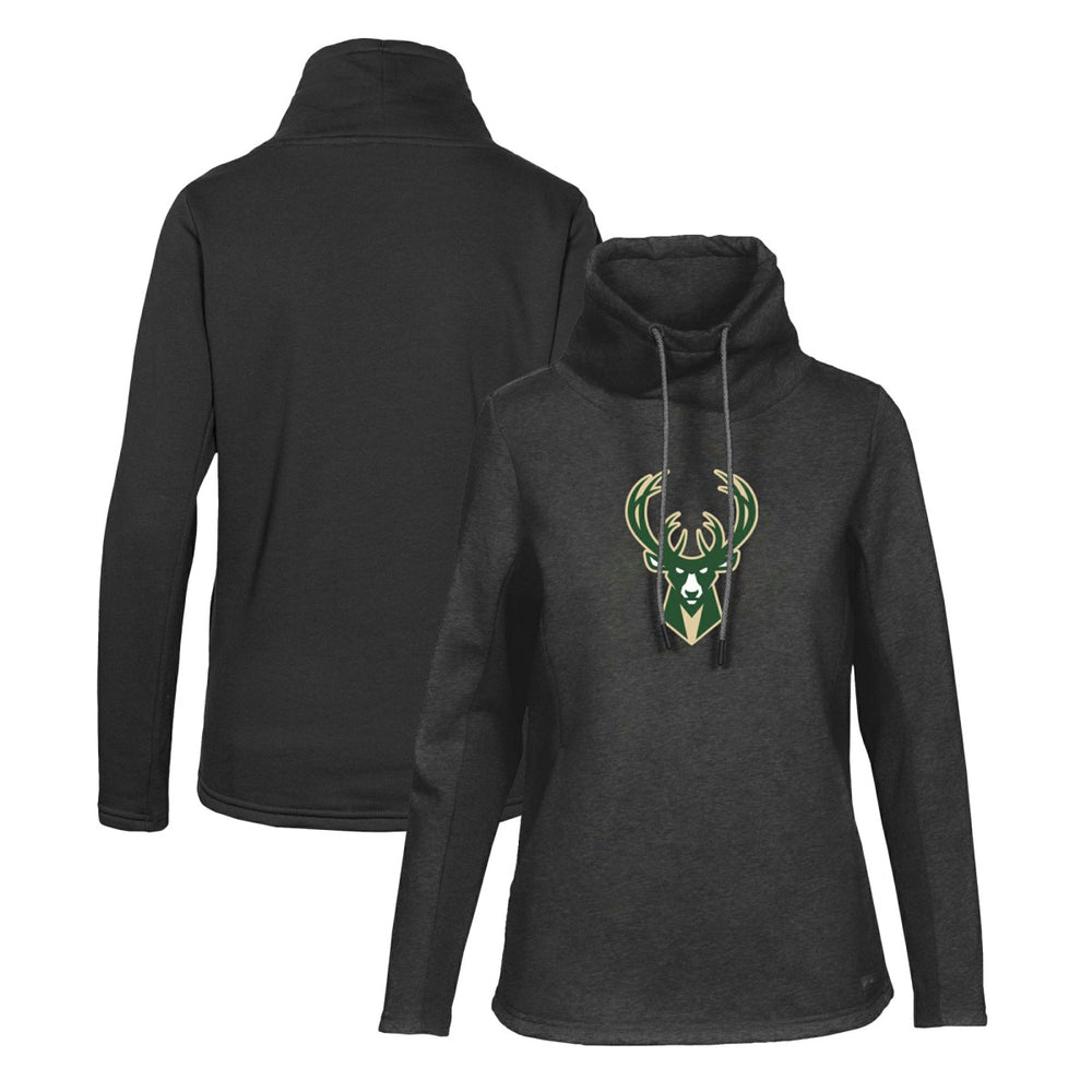 NBA - Milwaukee Bucks Levelwear Women's Loop Core Funnel Neck Pullover Sweatshirt - Black