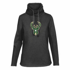 NBA - Milwaukee Bucks Levelwear Women's Loop Core Funnel Neck Pullover Sweatshirt - Black