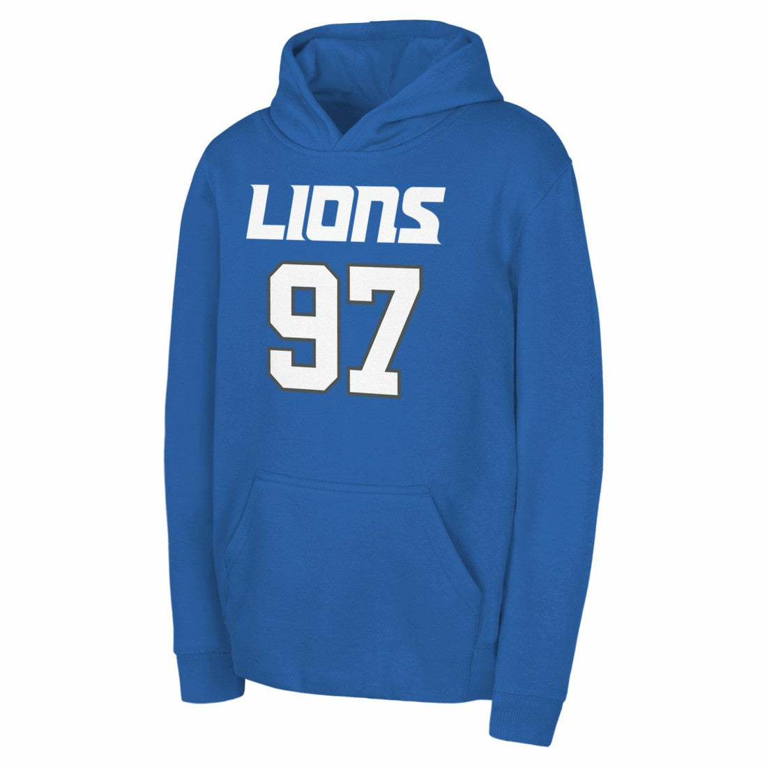 Aidan Hutchinson Detroit Lions Youth Mainliner Player Name & Number Pullover Hoodie Blue - NFL