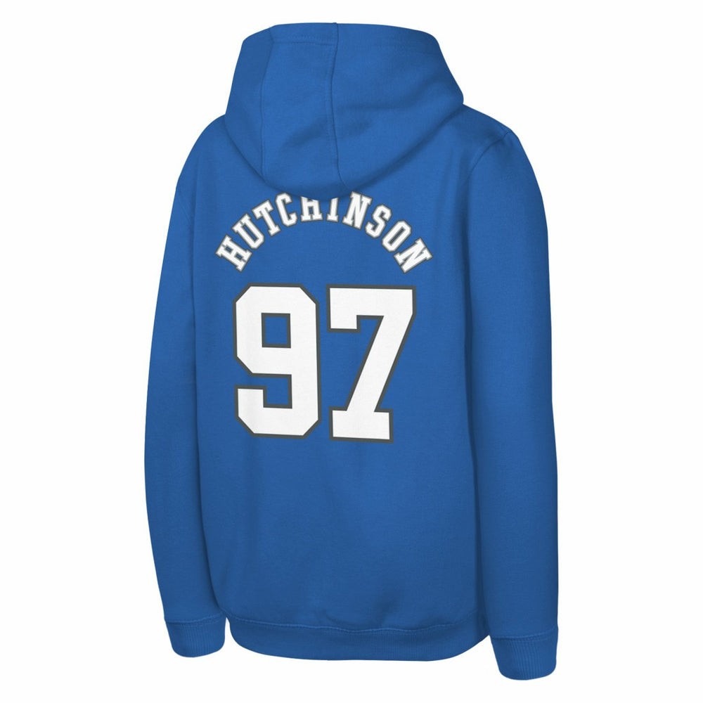 Aidan Hutchinson Detroit Lions Youth Mainliner Player Name & Number Pullover Hoodie Blue - NFL