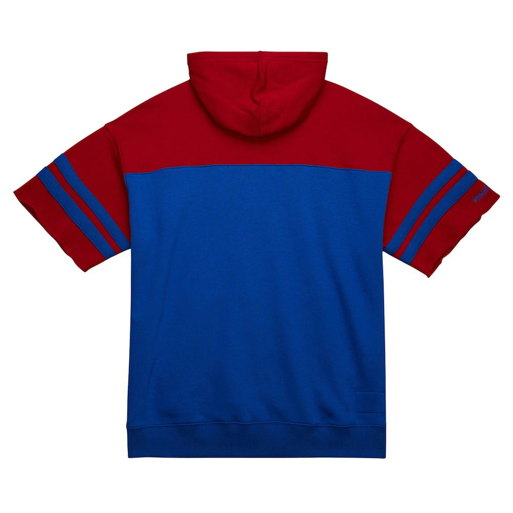 New England Patriots Off Field Vintage Logo Short Sleeve Pullover Hoodie Royal - Mitchell & Ness