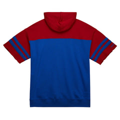 New England Patriots Off Field Vintage Logo Short Sleeve Pullover Hoodie Royal - Mitchell & Ness