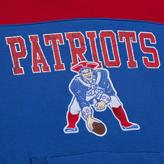 New England Patriots Off Field Vintage Logo Short Sleeve Pullover Hoodie Royal - Mitchell & Ness