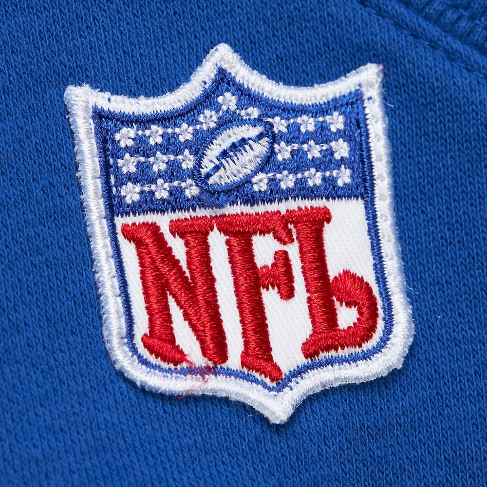 New England Patriots Off Field Vintage Logo Short Sleeve Pullover Hoodie Royal - Mitchell & Ness