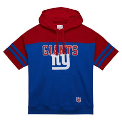 New York Giants Off Field Vintage Logo Short Sleeve Pullover Hoodie Royal - Mitchell & Ness
