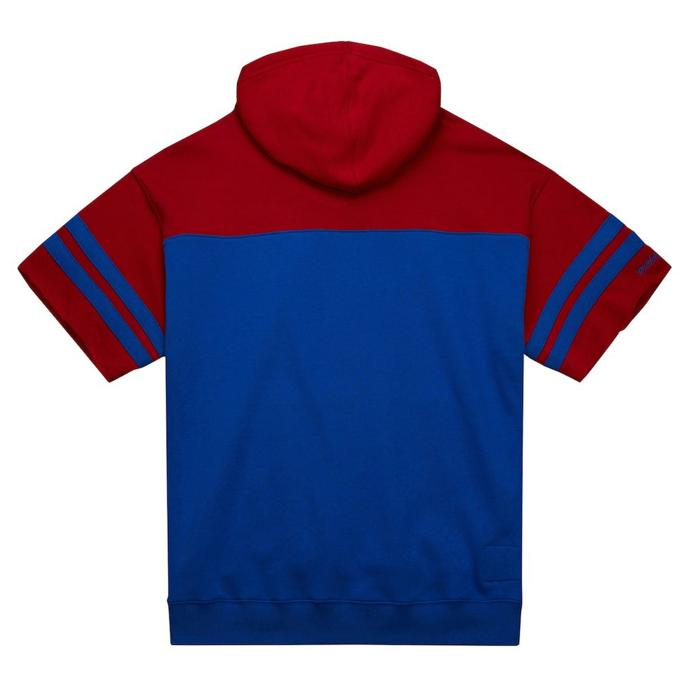 New York Giants Off Field Vintage Logo Short Sleeve Pullover Hoodie Royal - Mitchell & Ness
