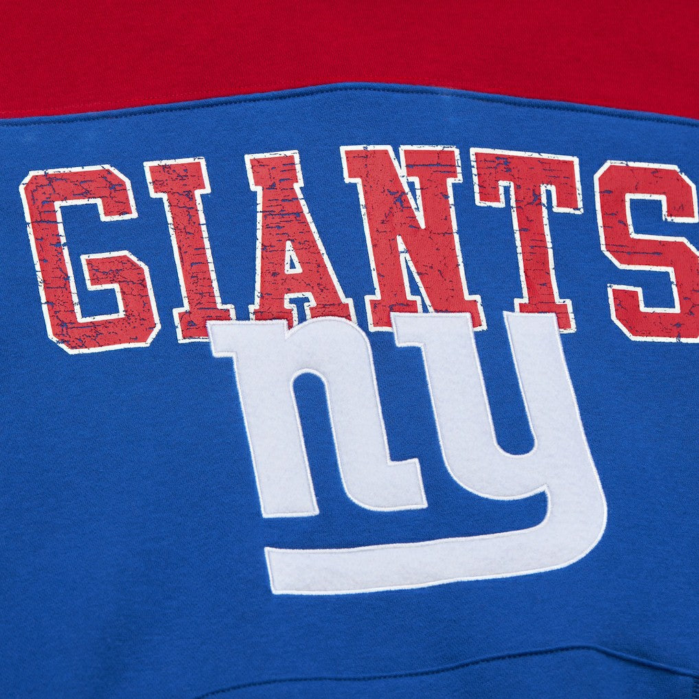 New York Giants Off Field Vintage Logo Short Sleeve Pullover Hoodie Royal - Mitchell & Ness