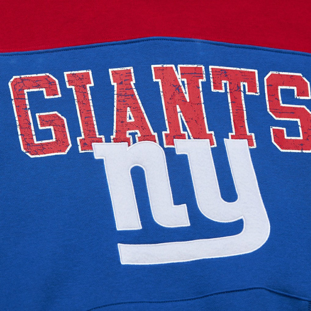 New York Giants Off Field Vintage Logo Short Sleeve Pullover Hoodie Royal - Mitchell & Ness