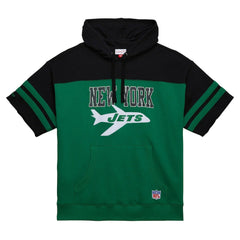 New York Jets Off Field Vintage Logo Short Sleeve Pullover Hoodie Kelly Green - Mitchell & Ness