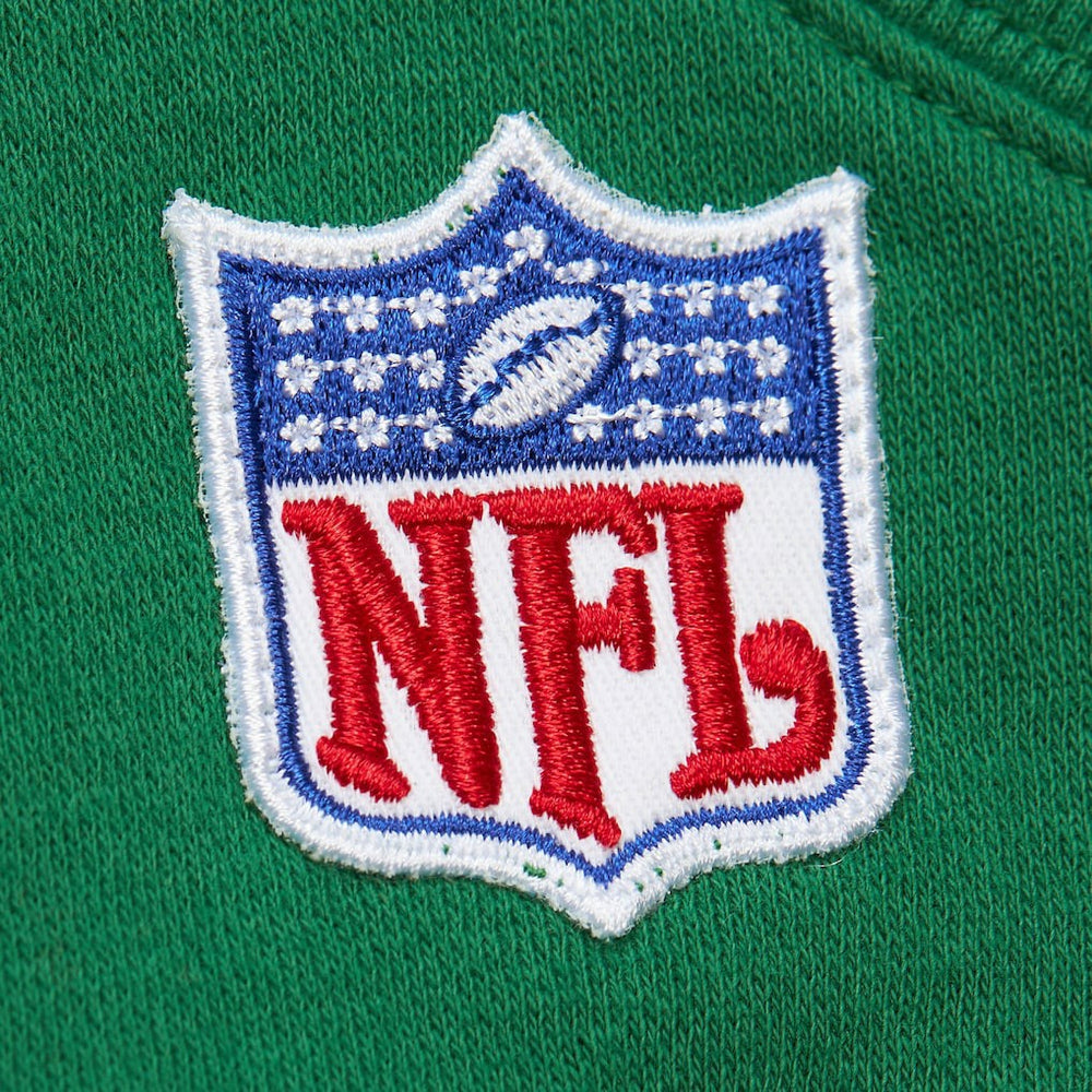 New York Jets Off Field Vintage Logo Short Sleeve Pullover Hoodie Kelly Green - Mitchell & Ness