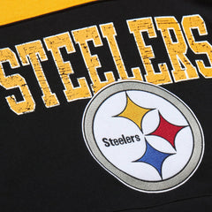 Pittsburgh Steelers Off Field Vintage Logo Short Sleeve Pullover Hoodie Black - Mitchell & Ness
