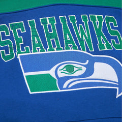 Seattle Seahawks Off Field Vintage Logo Short Sleeve Pullover Hoodie Royal - Mitchell & Ness