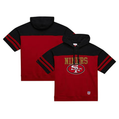 San Francisco 49ers Off Field Vintage Logo Short Sleeve Pullover Hoodie Scarlet - Mitchell & Ness