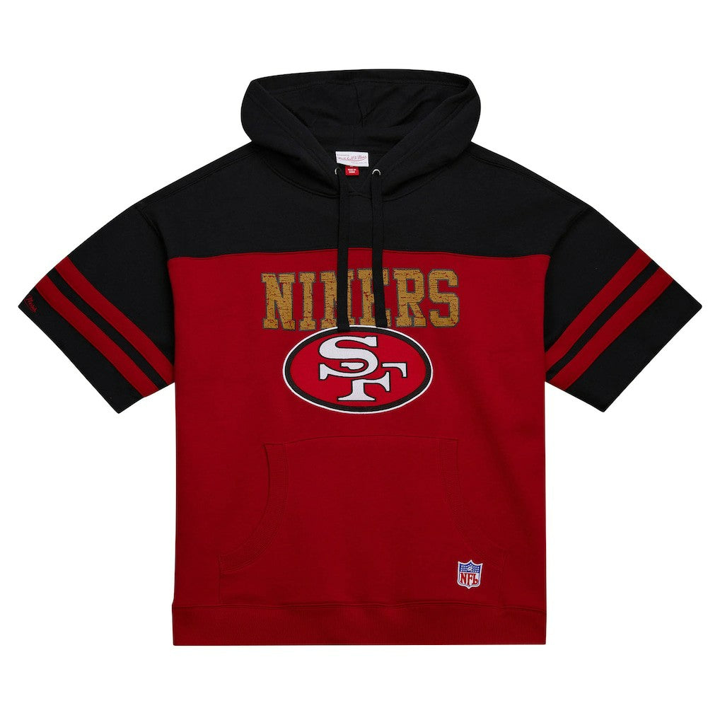 San Francisco 49ers Off Field Vintage Logo Short Sleeve Pullover Hoodie Scarlet - Mitchell & Ness