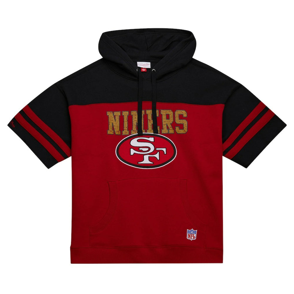 San Francisco 49ers Off Field Vintage Logo Short Sleeve Pullover Hoodie Scarlet - Mitchell & Ness
