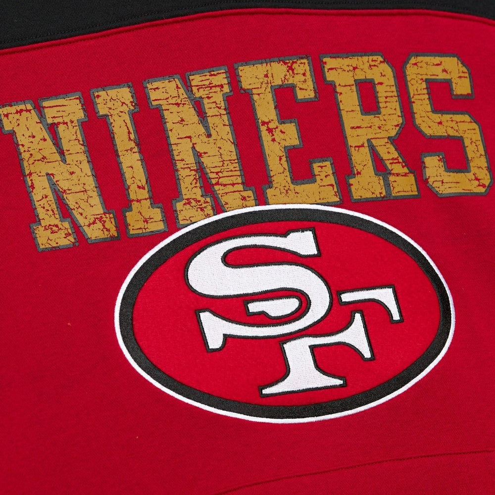 San Francisco 49ers Off Field Vintage Logo Short Sleeve Pullover Hoodie Scarlet - Mitchell & Ness
