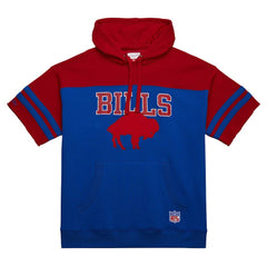 Buffalo Bills Off Field Vintage Logo Short Sleeve Pullover Hoodie Royal - Mitchell & Ness