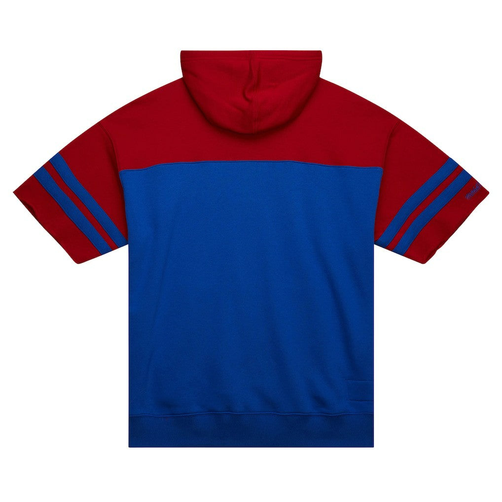 Buffalo Bills Off Field Vintage Logo Short Sleeve Pullover Hoodie Royal - Mitchell & Ness