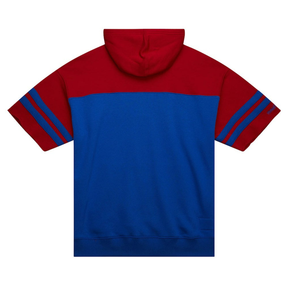 Buffalo Bills Off Field Vintage Logo Short Sleeve Pullover Hoodie Royal - Mitchell & Ness