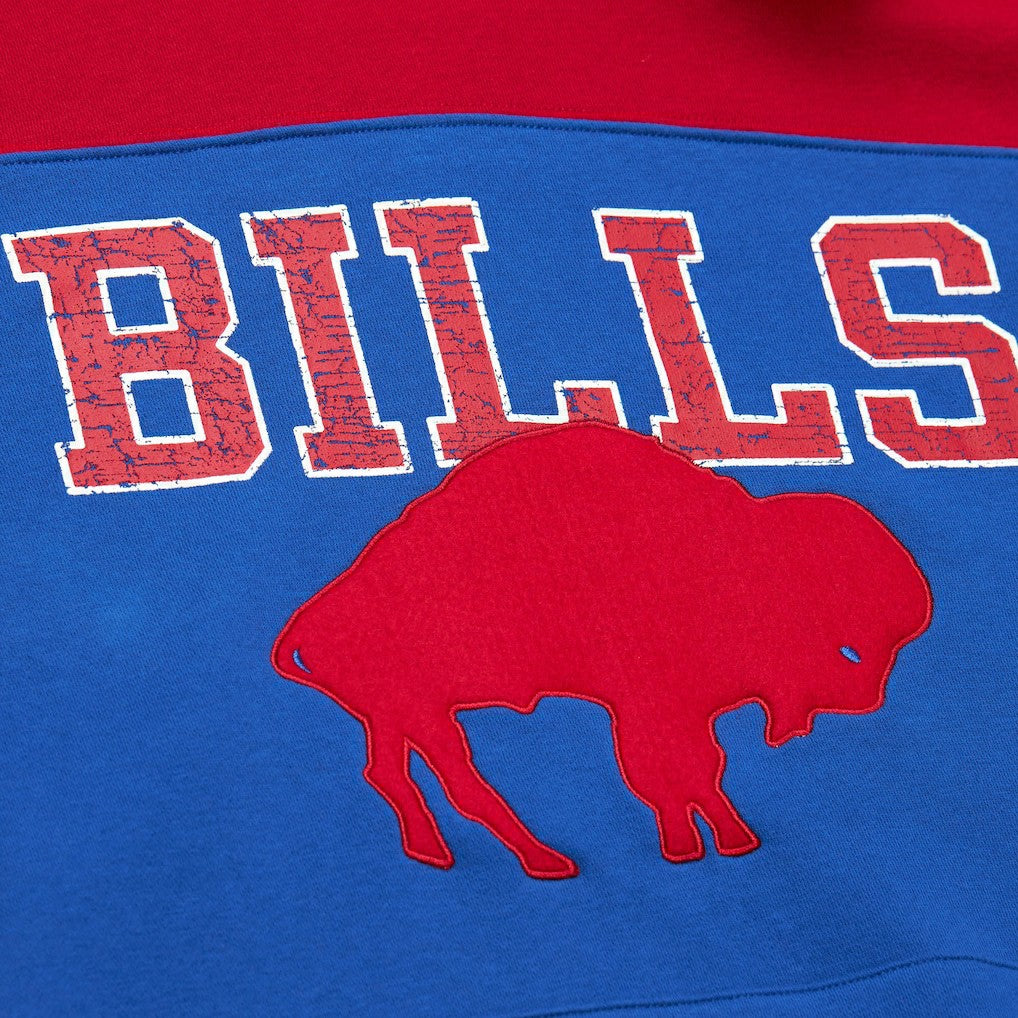 Buffalo Bills Off Field Vintage Logo Short Sleeve Pullover Hoodie Royal - Mitchell & Ness