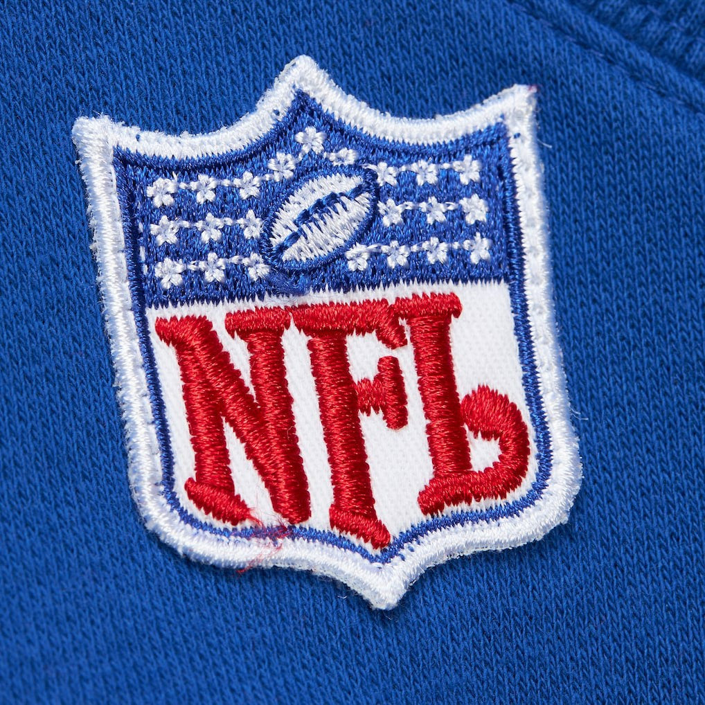 Buffalo Bills Off Field Vintage Logo Short Sleeve Pullover Hoodie Royal - Mitchell & Ness