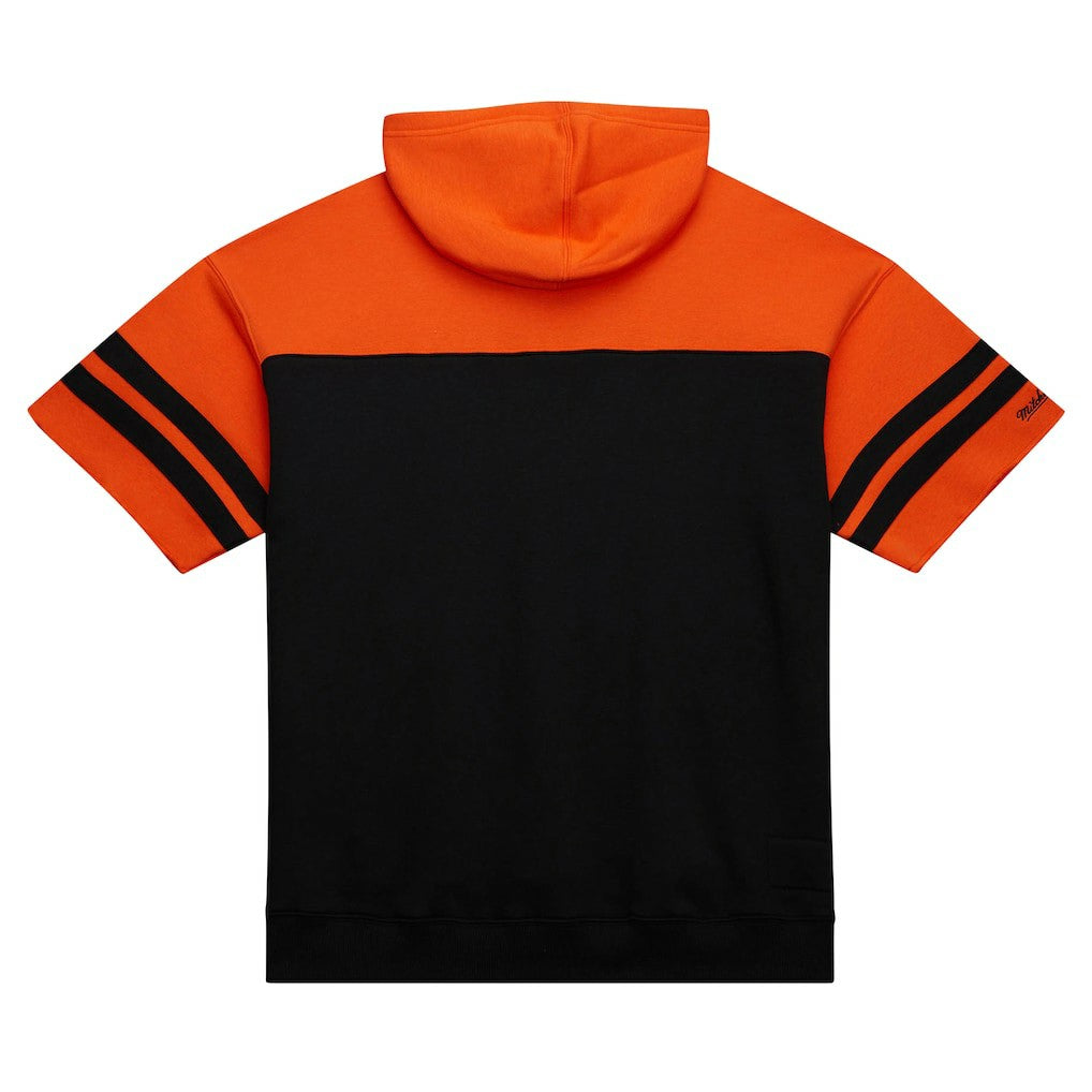 Cincinnati Bengals Off Field Vintage Logo Short Sleeve Pullover Hoodie Black - Mitchell & Ness