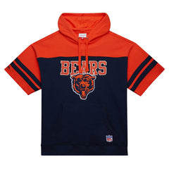 Chicago Bears Off Field Vintage Logo Short Sleeve Pullover Hoodie Navy - Mitchell & Ness