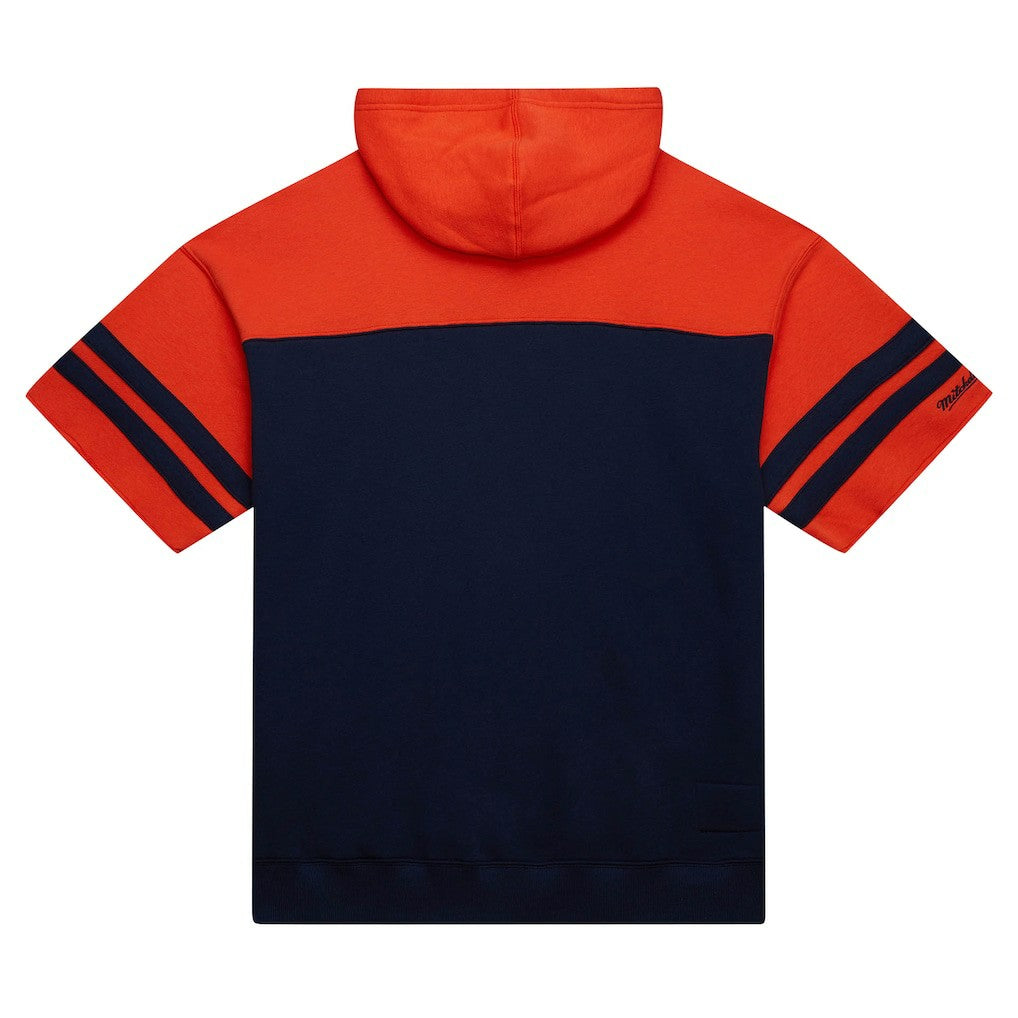 Chicago Bears Off Field Vintage Logo Short Sleeve Pullover Hoodie Navy - Mitchell & Ness
