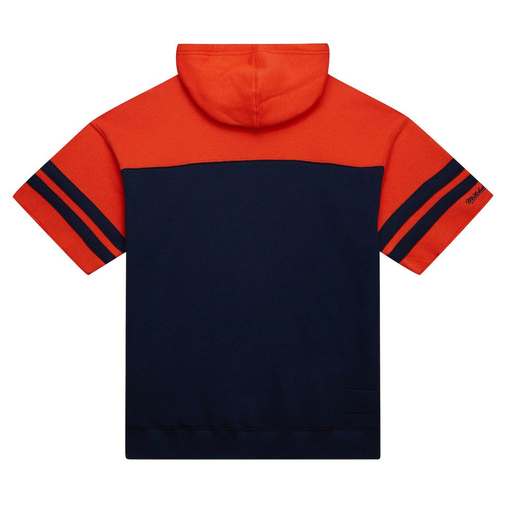 Chicago Bears Off Field Vintage Logo Short Sleeve Pullover Hoodie Navy - Mitchell & Ness