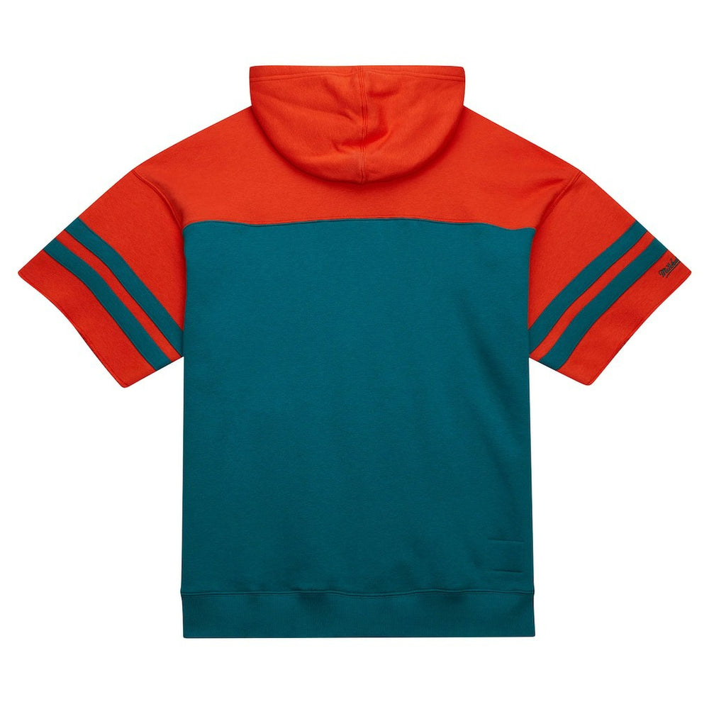 Miami Dolphins Off Field Vintage Logo Short Sleeve Pullover Hoodie Aqua - Mitchell & Ness