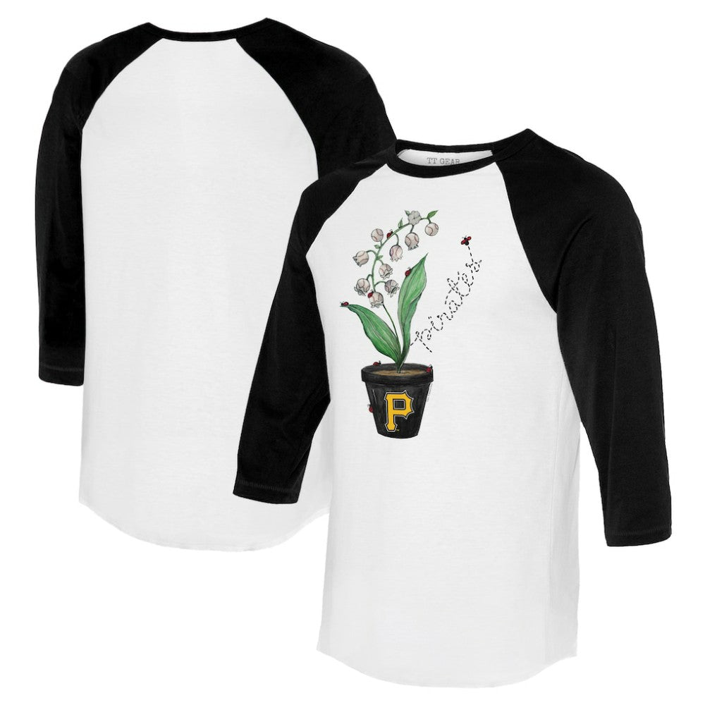 Pittsburgh Pirates Tiny Turnip Unisex Lilies and Ladybugs 3/4-Sleeve Raglan T-Shirt Sale