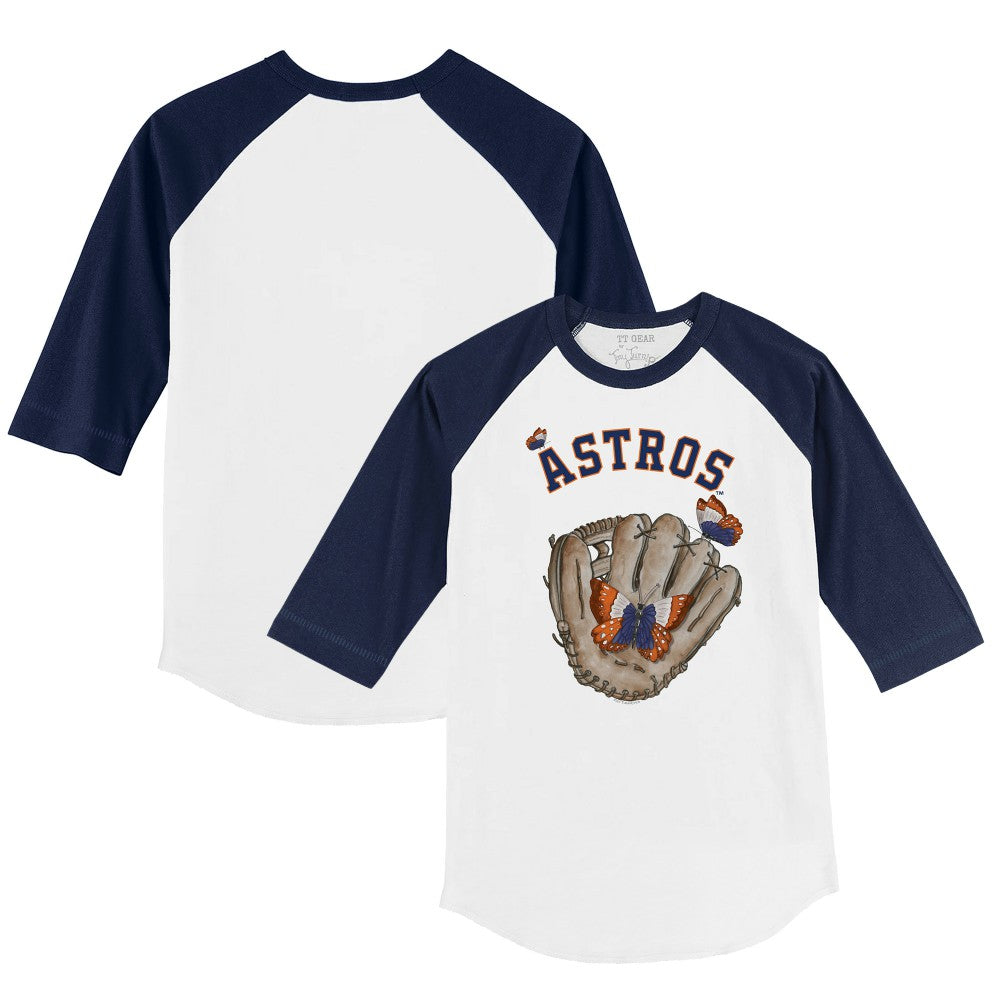 Houston Astros Tiny Turnip Youth Butterfly Glove 3/4-Sleeve Raglan T-Shirt Online
