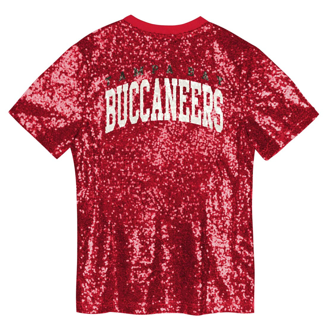 Tampa Bay Buccaneers Girls Youth Wordmark Sequin V-Neck Top Red - NFL